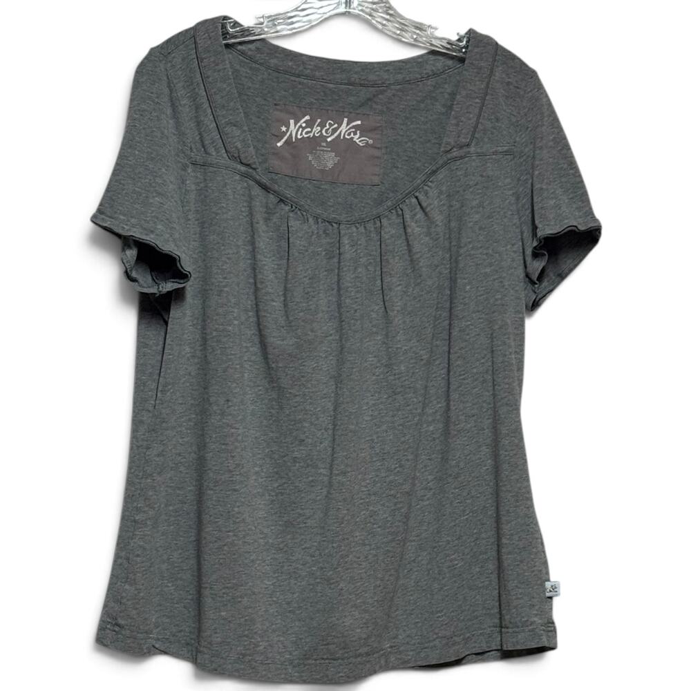 Nick & Nora Sleepwear Cotton Short Sleeve Top Gray XXL